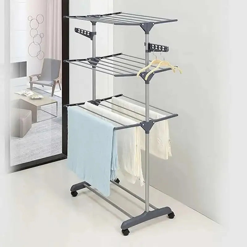 3 layer floor mobile folding clothes rack image4