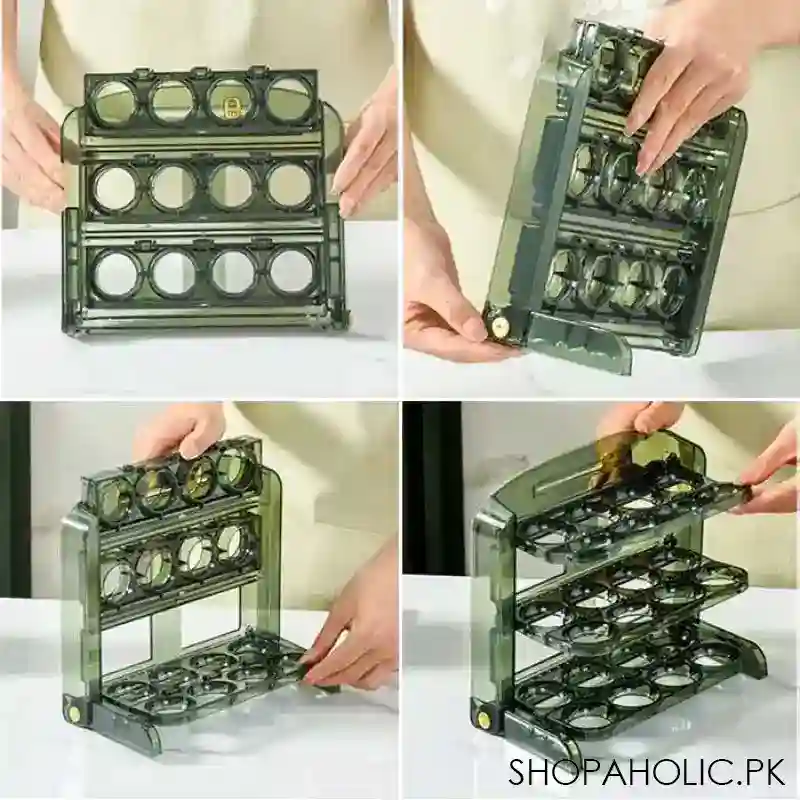 3 layer foldable 24 eggs storage stand image3