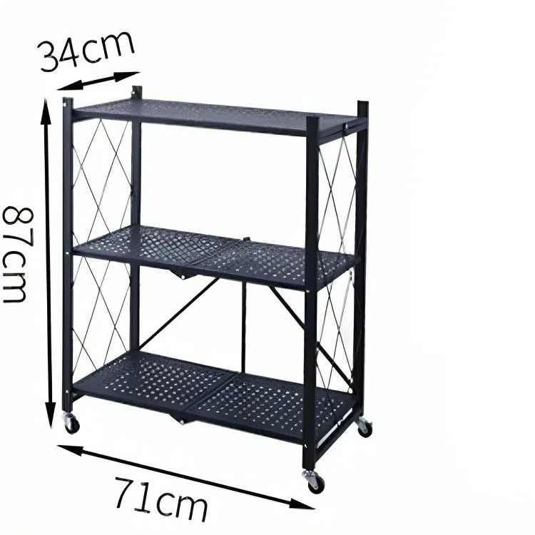 3 layer foldable multipurpose mobile wheels storage rack image8