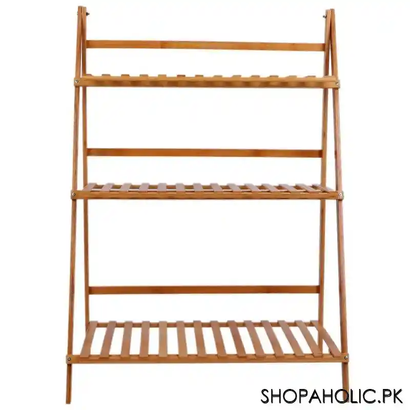 3 layers foldable wooden flower plant pots rack stand shelf for balcony, living room, garden image6