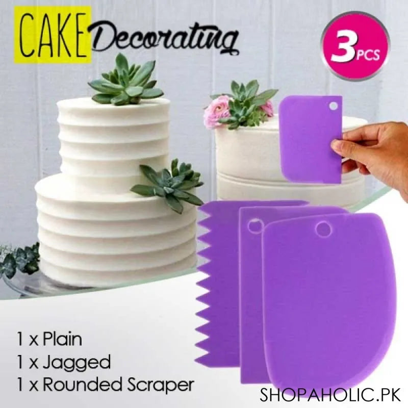 (3 pcs) plastic cake decorating scraper main image