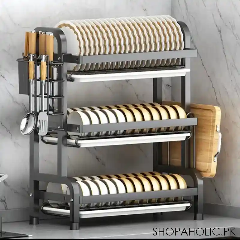 3 tier dish drainer, cutlery and cutting board rack main image