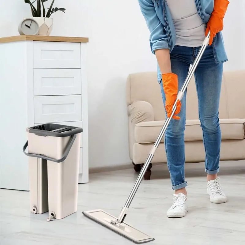 360 degree cleaning lazy flat mop with bucket set main image