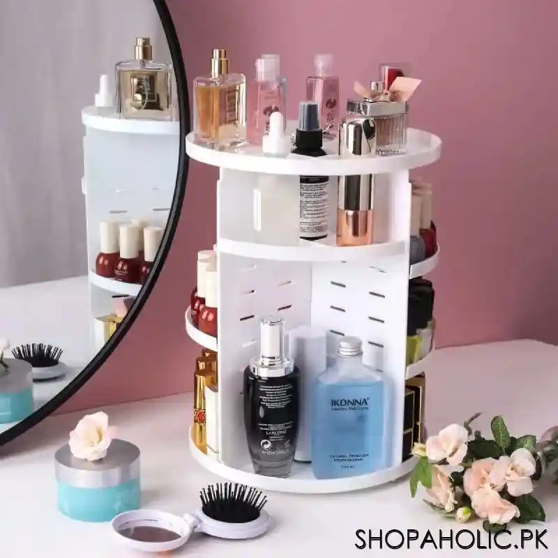 360 degree rotating cosmetic storage organizer (white) main image