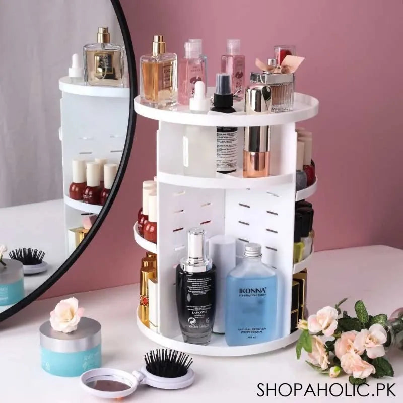 360 degree rotating cosmetic storage organizer (white) main image