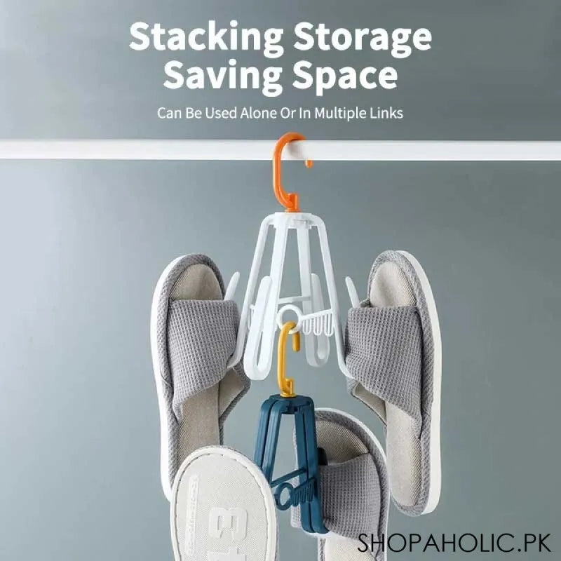 360 degree rotating foldable 4 hooks balcony shoe rack image5