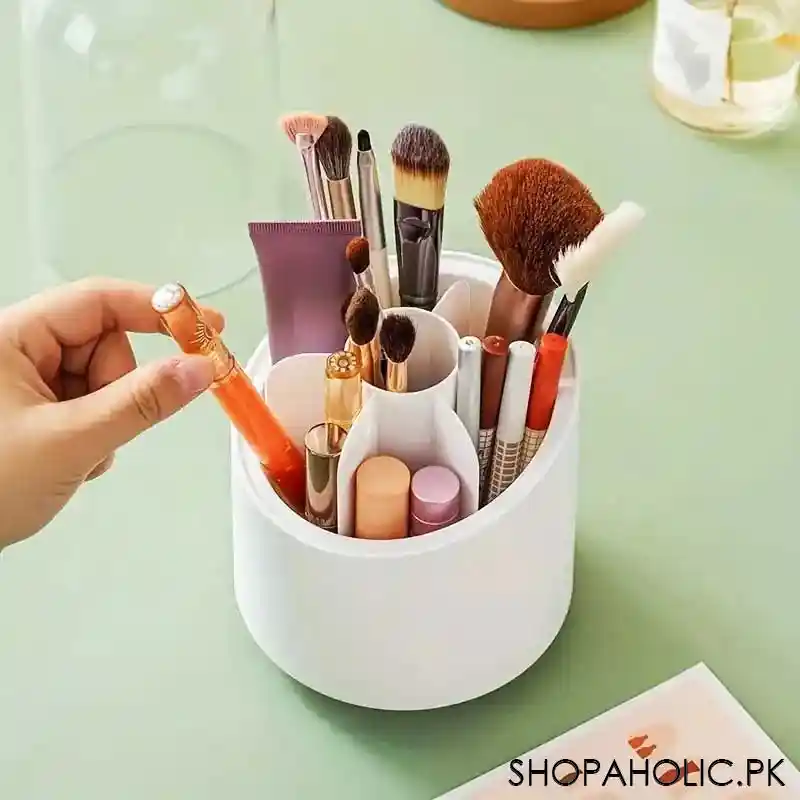 360 degree rotating makeup brush cosmetic storage box organizer image4