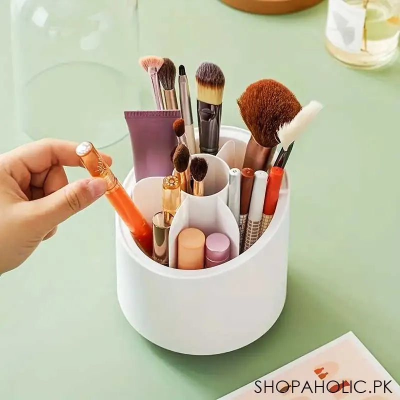 360 degree rotating makeup brush cosmetic storage box organizer image4