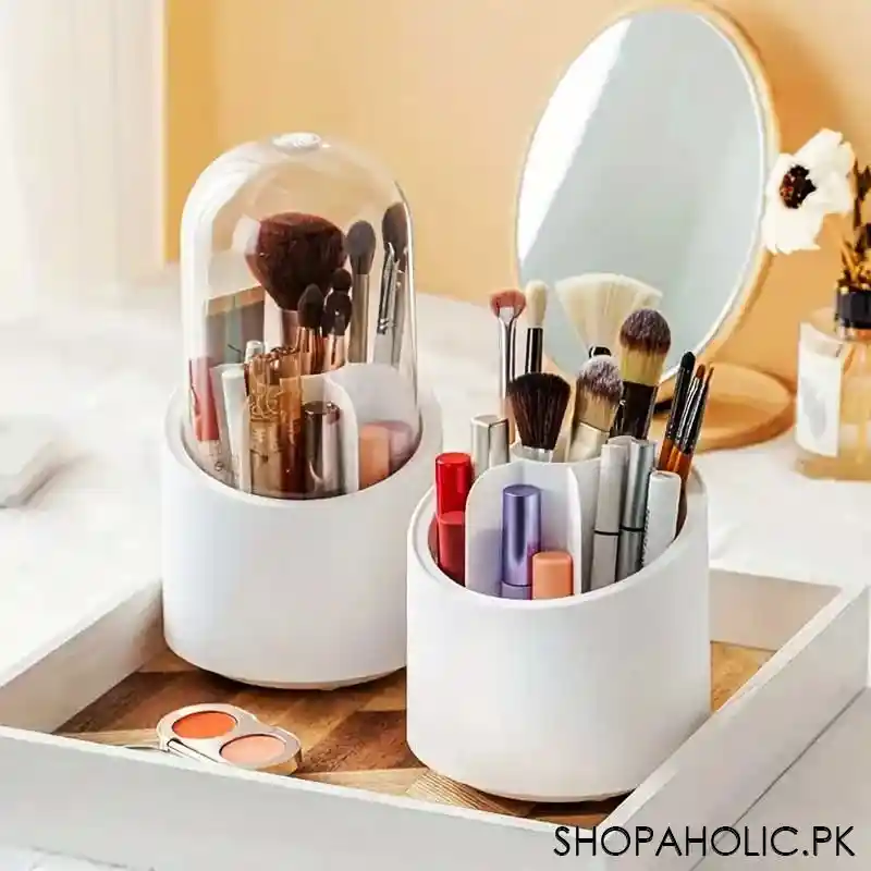 360 degree rotating makeup brush cosmetic storage box organizer main image