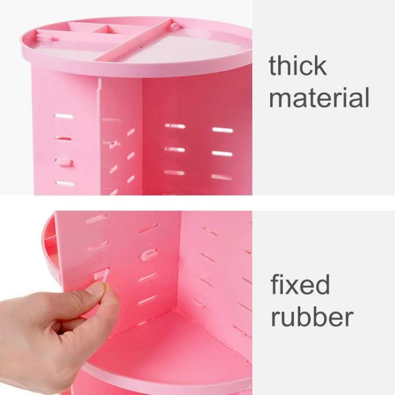 360 degree rotation makeup organizer (pink) image3