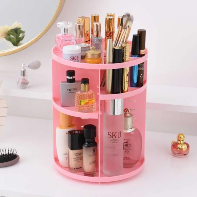 360 degree rotation makeup organizer (pink) main image