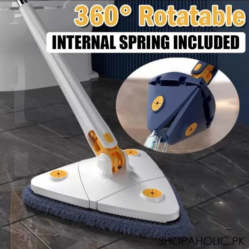 360 rotatable adjustable triangle cleaning mop with twist squeeze main image