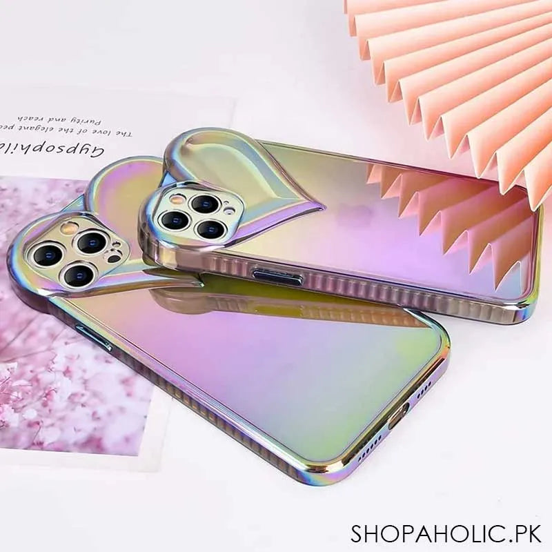 3d heart shaped holographic iphone case cover image2