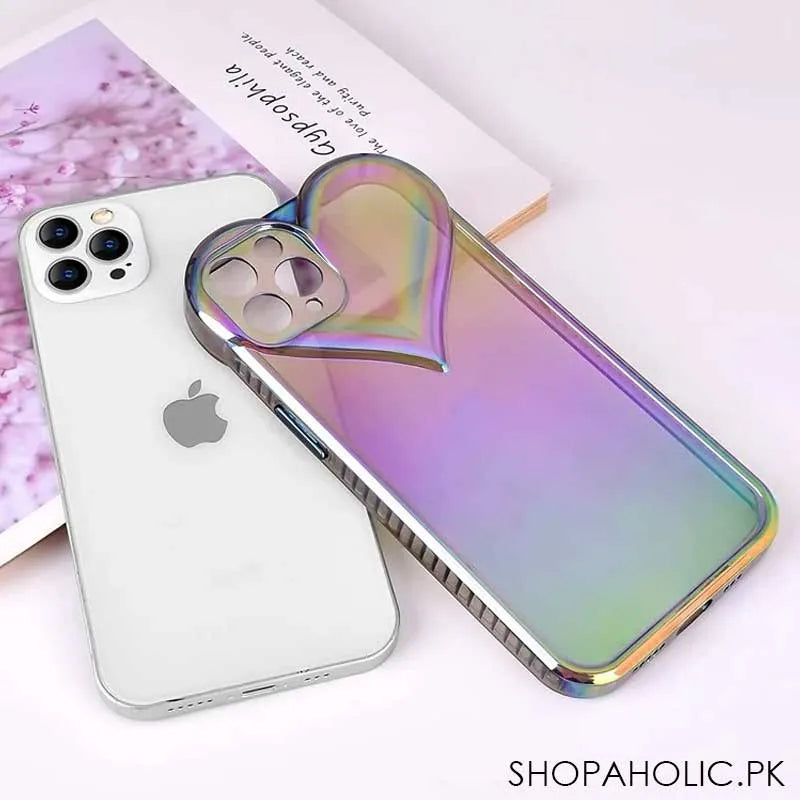 3d heart shaped holographic iphone case cover image3