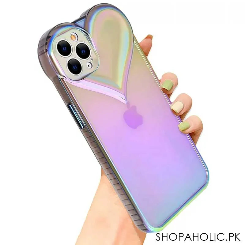 3d heart shaped holographic iphone case cover image4