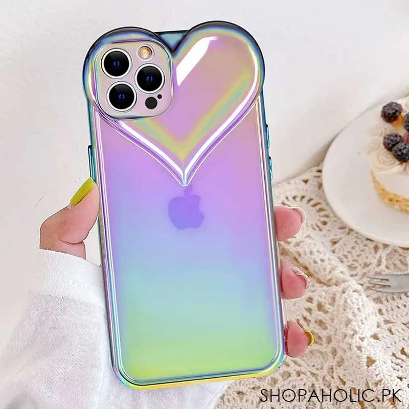 3d heart shaped holographic iphone case cover main image