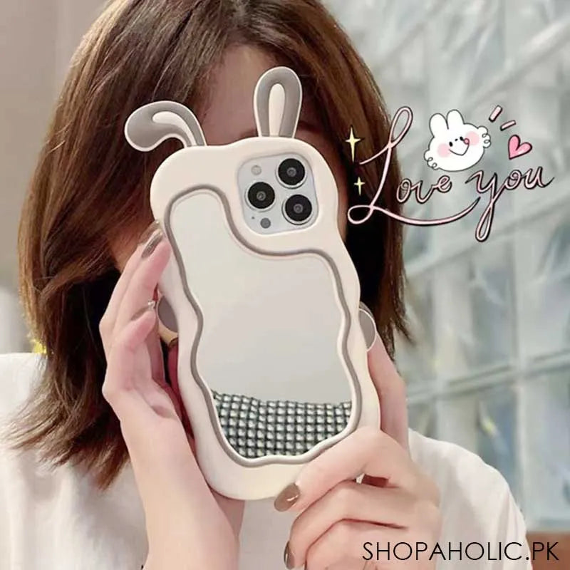 3d silicone cute rabbit mirror case soft cover for iphone image3