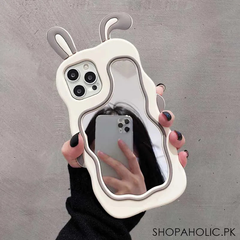 3d silicone cute rabbit mirror case soft cover for iphone image4