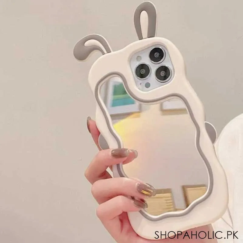 3d silicone cute rabbit mirror case soft cover for iphone image7