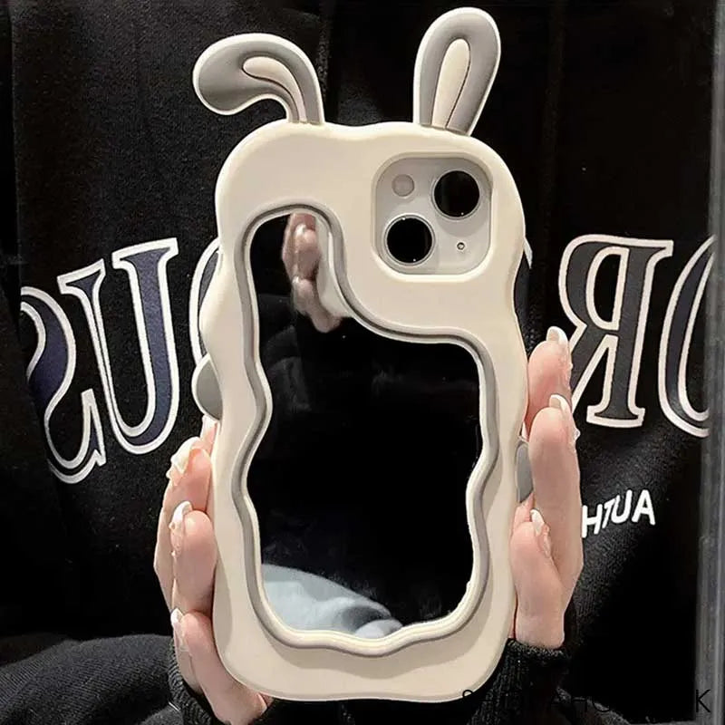 3d silicone cute rabbit mirror case soft cover for iphone image9