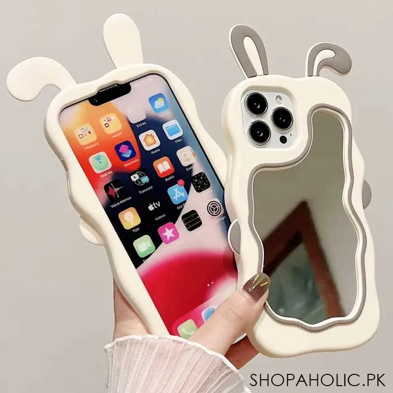 3d silicone cute rabbit mirror case soft cover for iphone main image