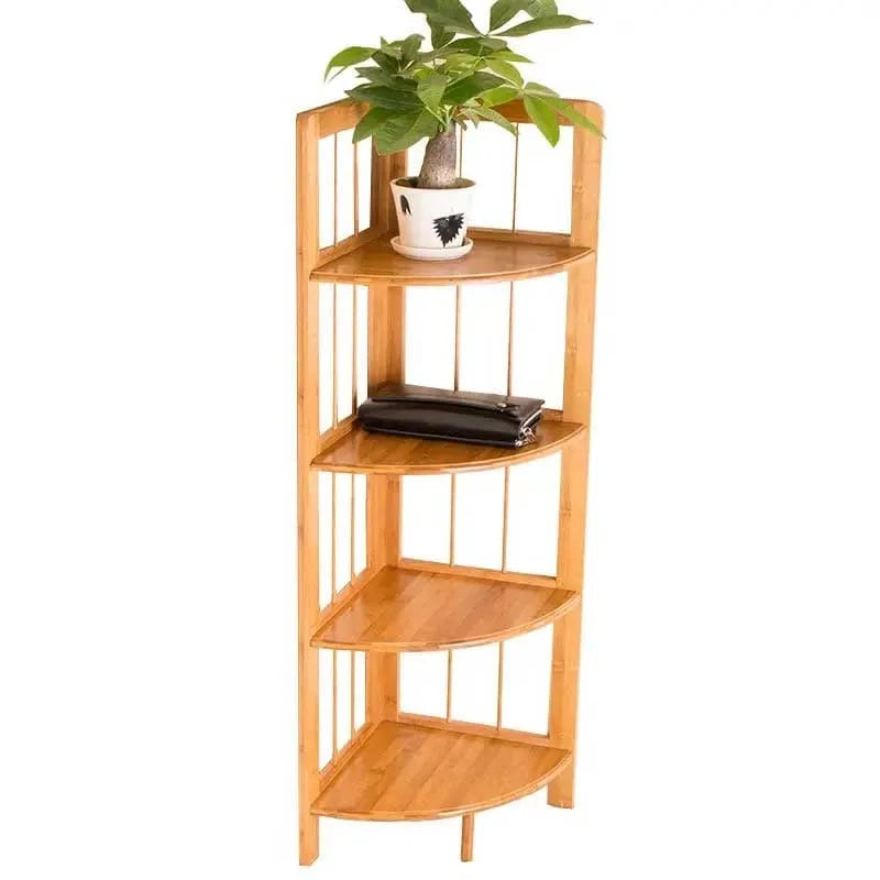 4/5 layers bamboo corner plant stand for living room, balcony, garden image3