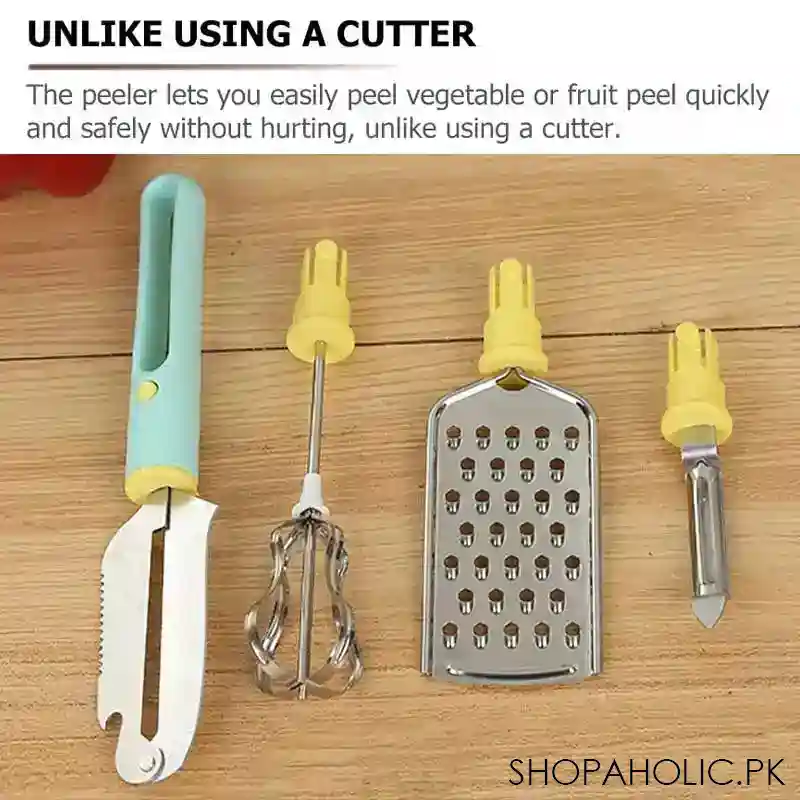 4 in 1 multifunctional whish eggbeater, grater, paring and digging knives image4