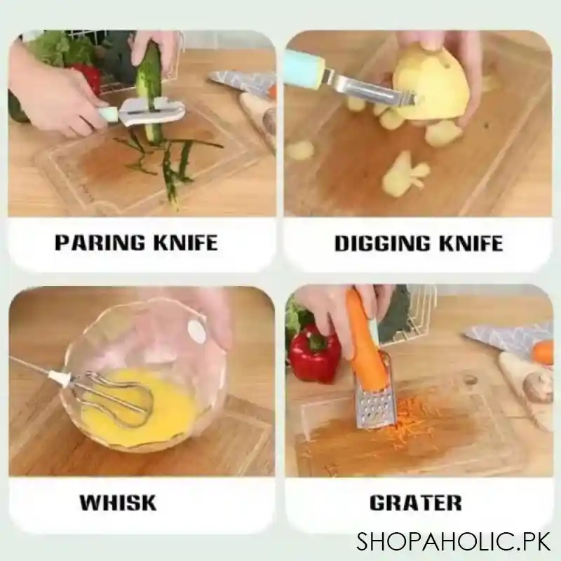 4 in 1 multifunctional whish eggbeater, grater, paring and digging knives image9