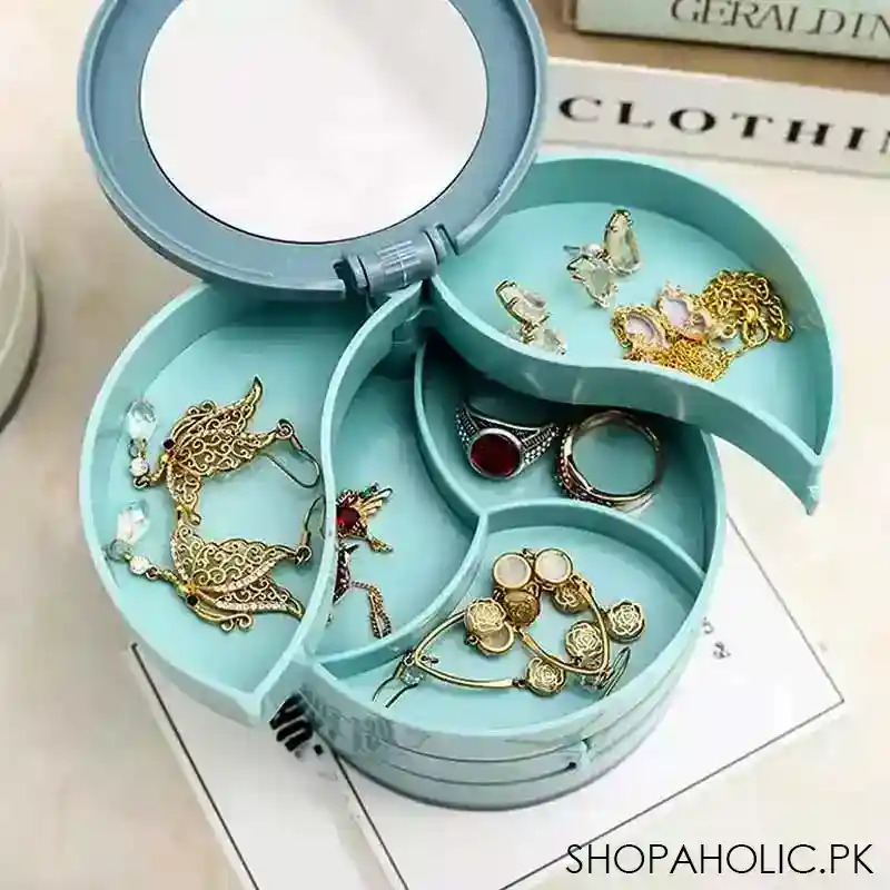 4 layers rotating mirror jewelry organizer box image5