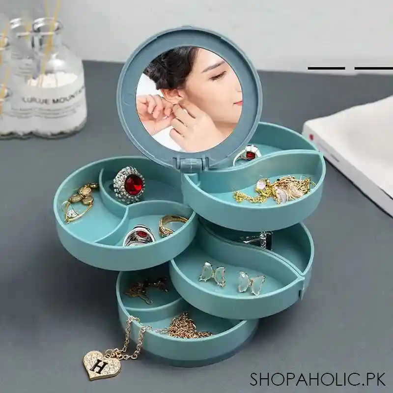 4 layers rotating mirror jewelry organizer box main image