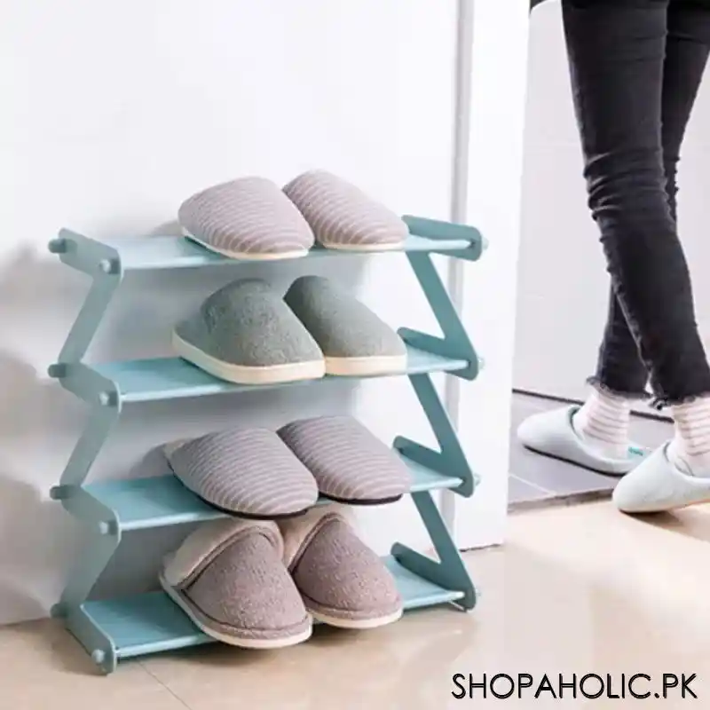 4 layers zigzag shoe rack standing organizer for books sundries bedroom living room image10