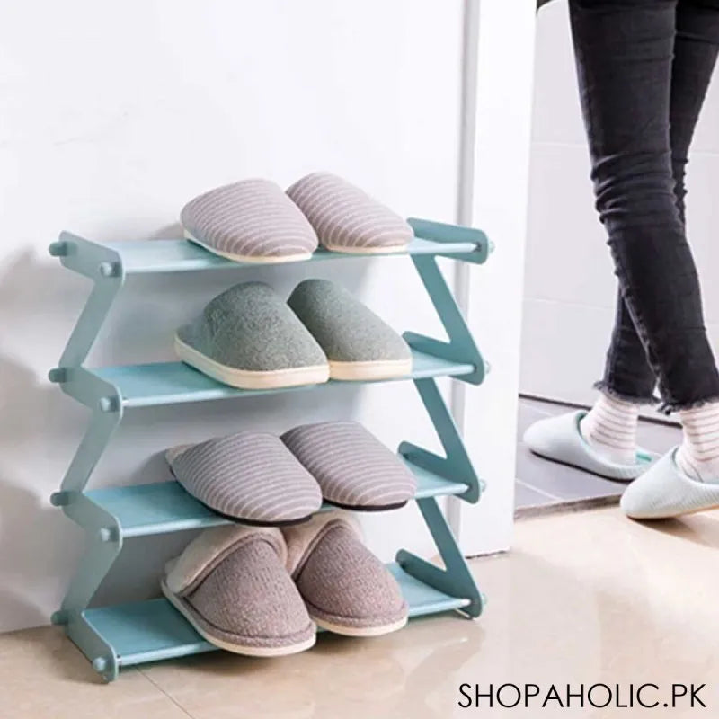 4 layers zigzag shoe rack standing organizer for books sundries bedroom living room image10