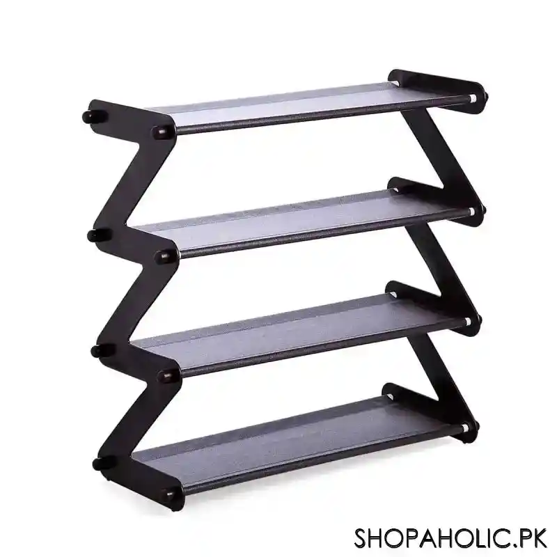 4 layers zigzag shoe rack standing organizer for books sundries bedroom living room image3