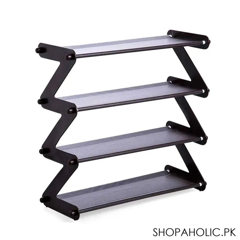 4 layers zigzag shoe rack standing organizer for books sundries bedroom living room image3