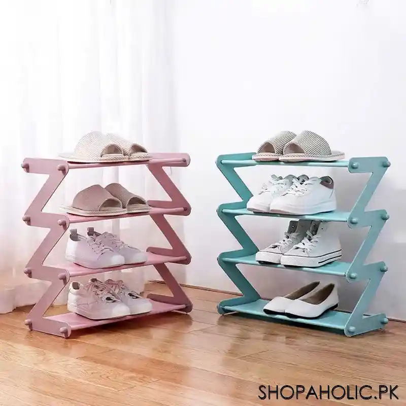 4 layers zigzag shoe rack standing organizer for books sundries bedroom living room image9