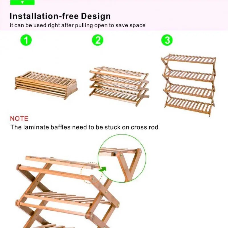 4 tier plant stand shelf folding bamboo shoe rack flower pots image2