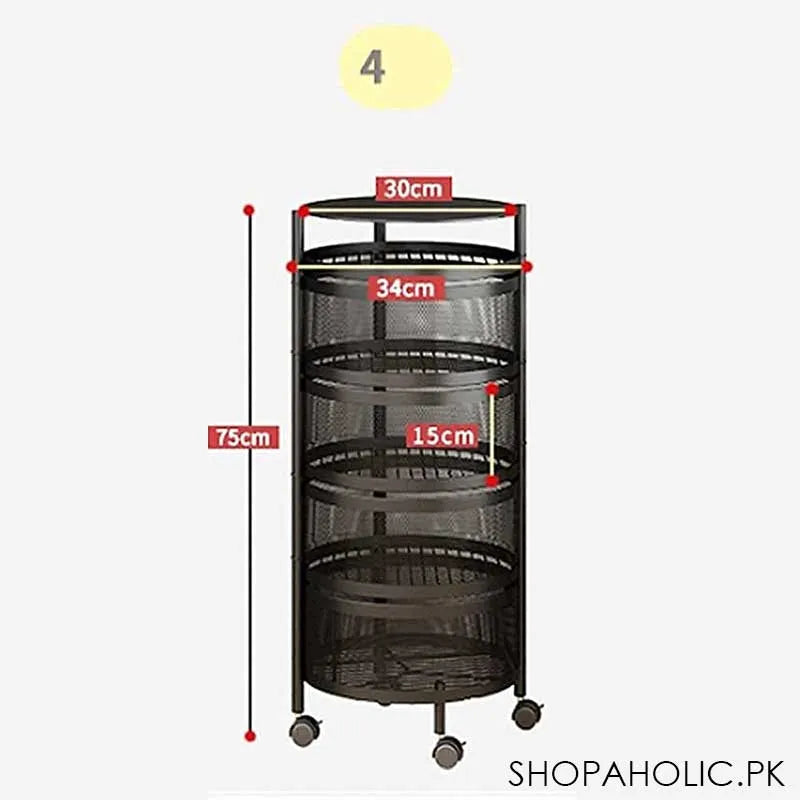 4 tier rolling kitchen storage cart trolly with rotating baskets (round) image10