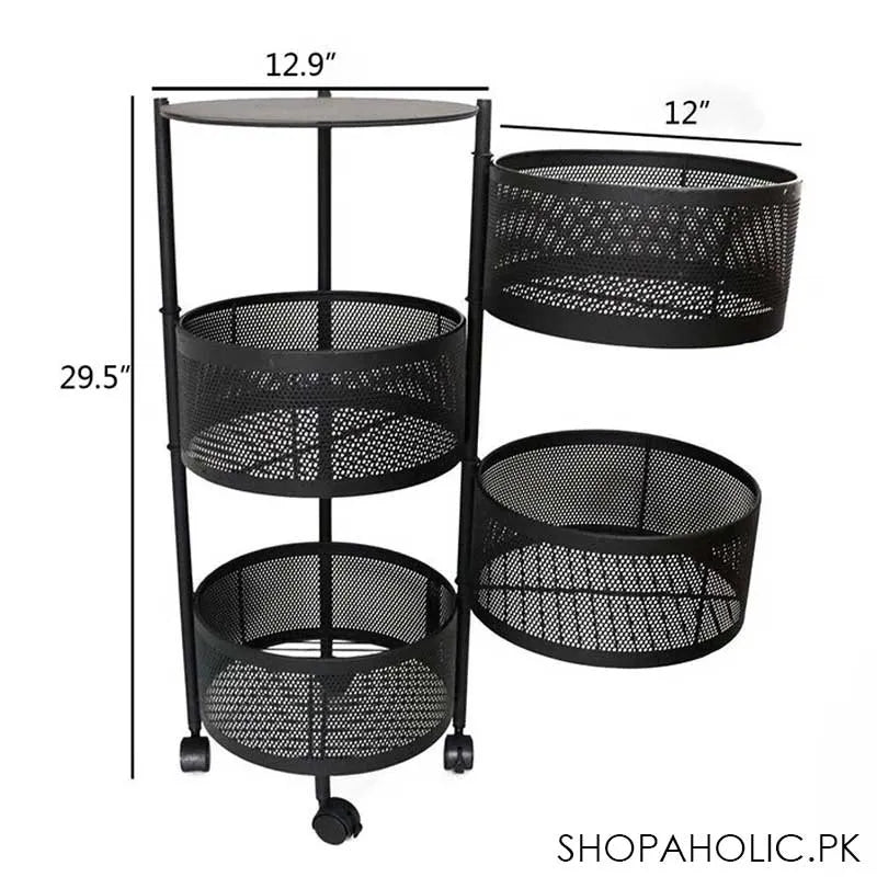 4 tier rolling kitchen storage cart trolly with rotating baskets (round) image9