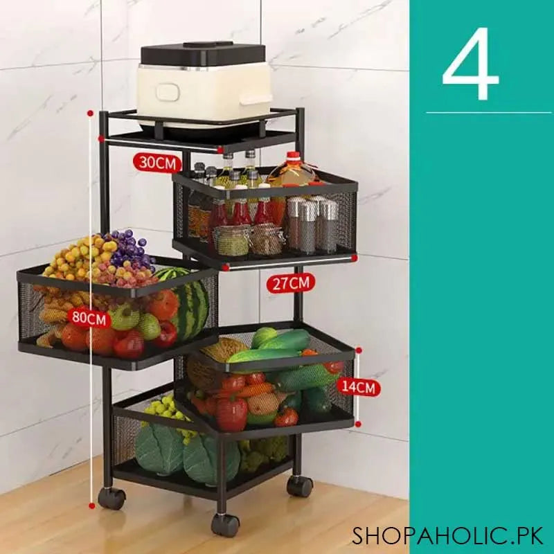 4 tier rolling kitchen storage cart trolly with rotating baskets (square) image6