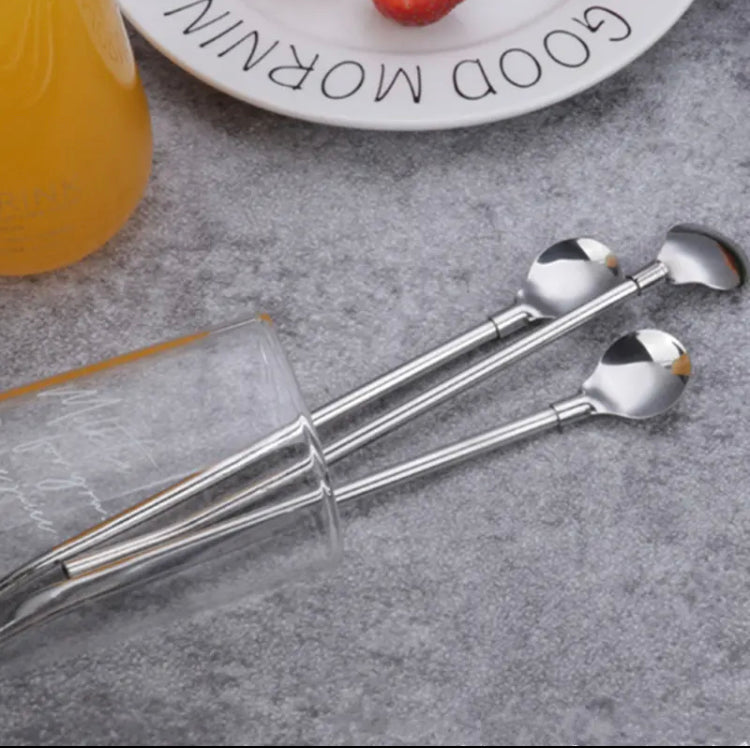 Stainless Steel Elbow Tube Straw Spoon - image 4