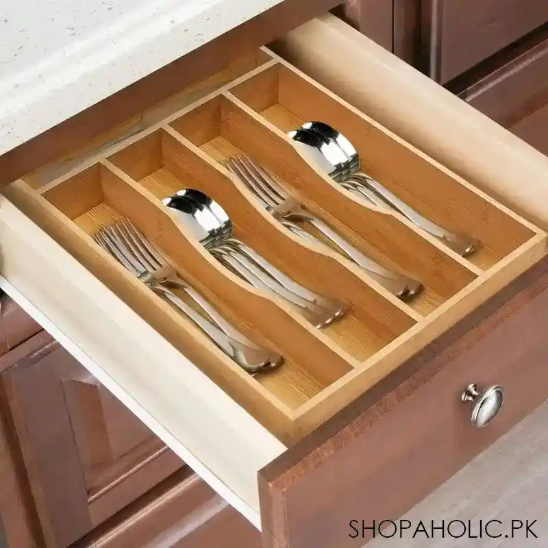 5 compartment bamboo cutlery tray image3