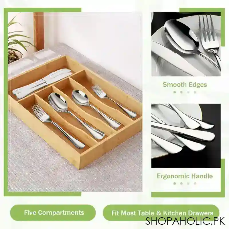 5 compartment bamboo cutlery tray image4