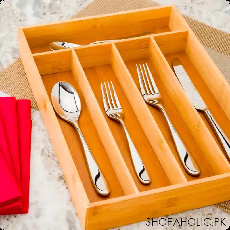 5 compartment bamboo cutlery tray main image