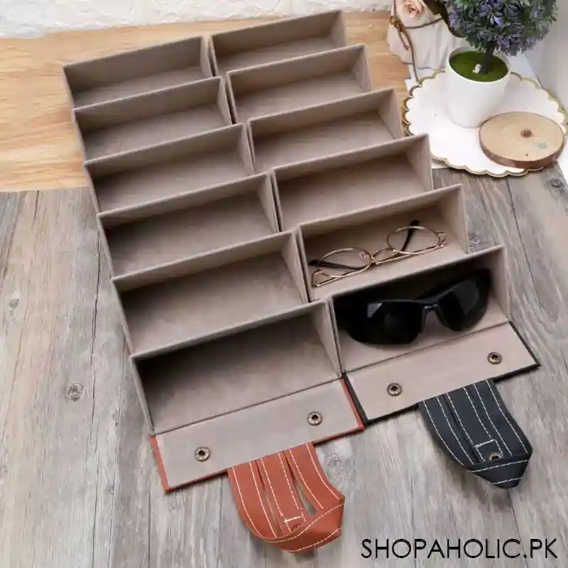 5 slot roll up pu leather sunglasses folding organizer box image6