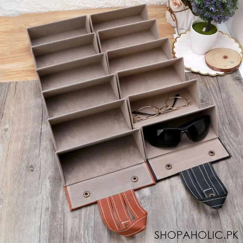 5 slot roll up pu leather sunglasses folding organizer box image6