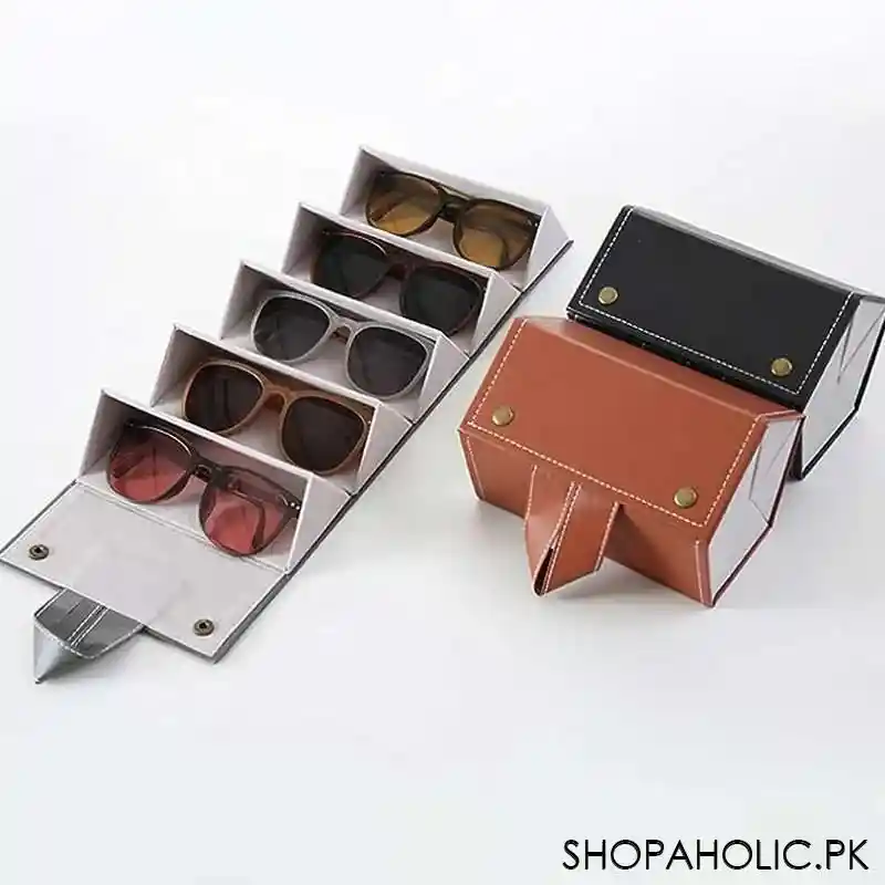 5 slot roll up pu leather sunglasses folding organizer box image7