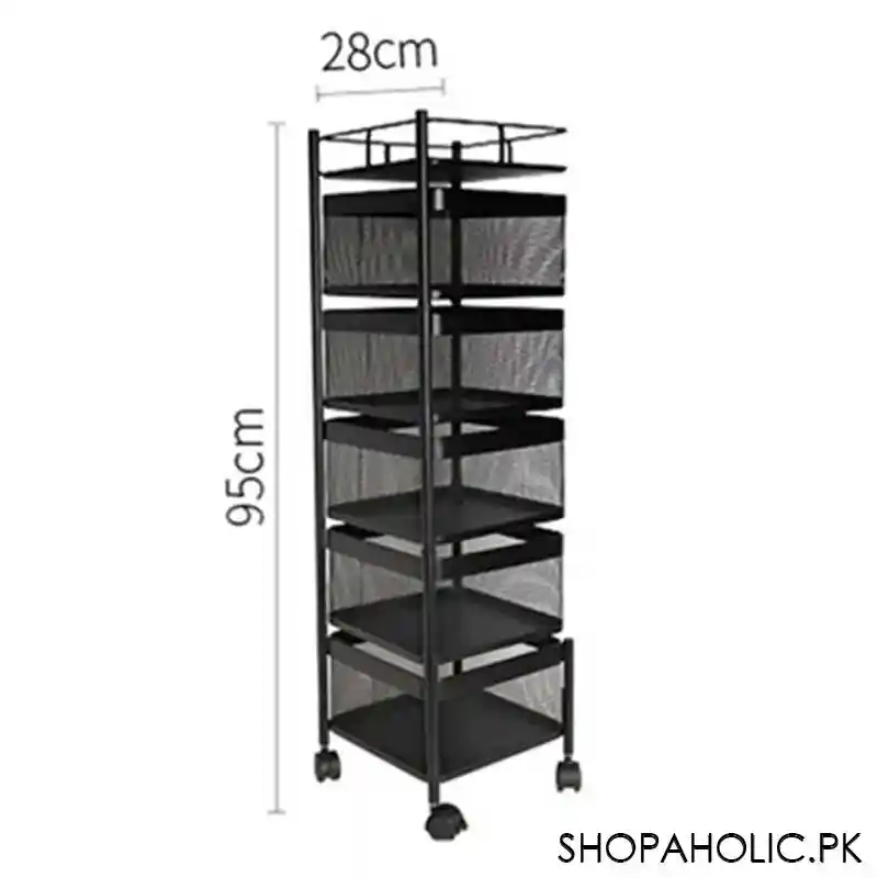 5 tier rolling kitchen storage cart trolly with rotating baskets (square) image10