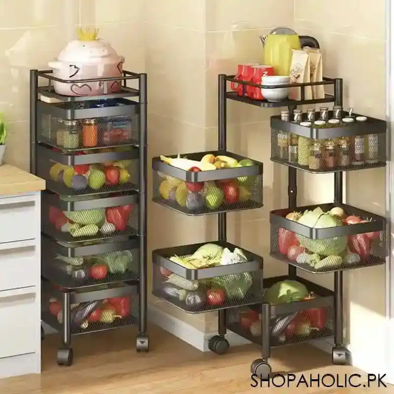 5 tier rolling kitchen storage cart trolly with rotating baskets (square) image6