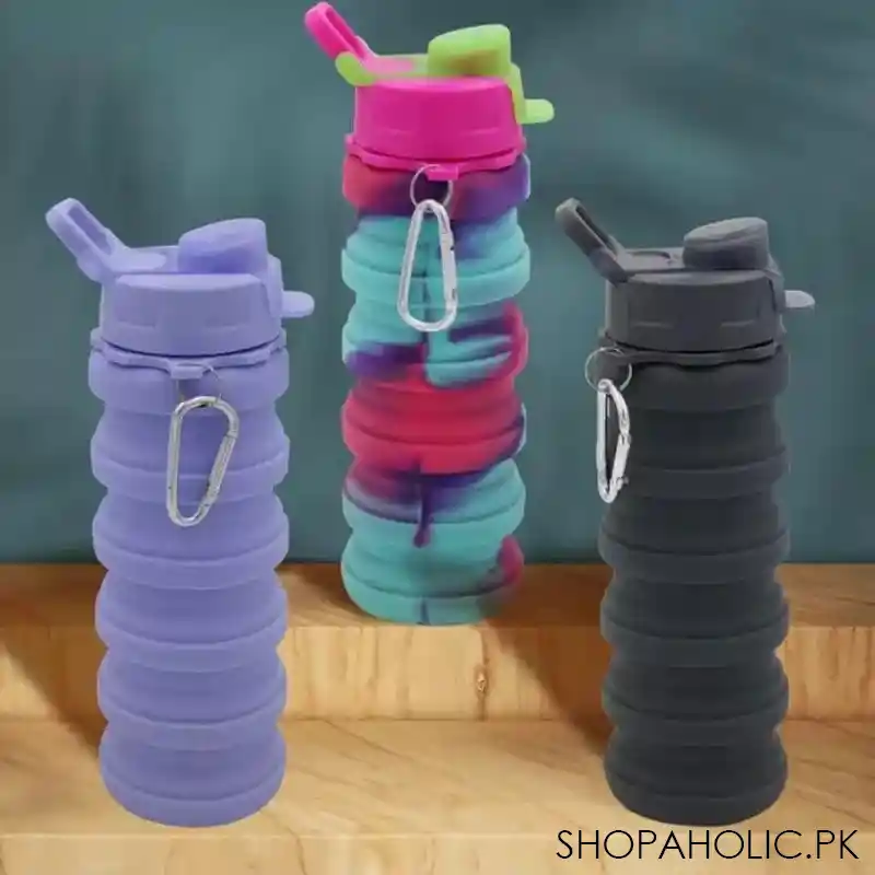 500ml silicone folding sports water bottle image2