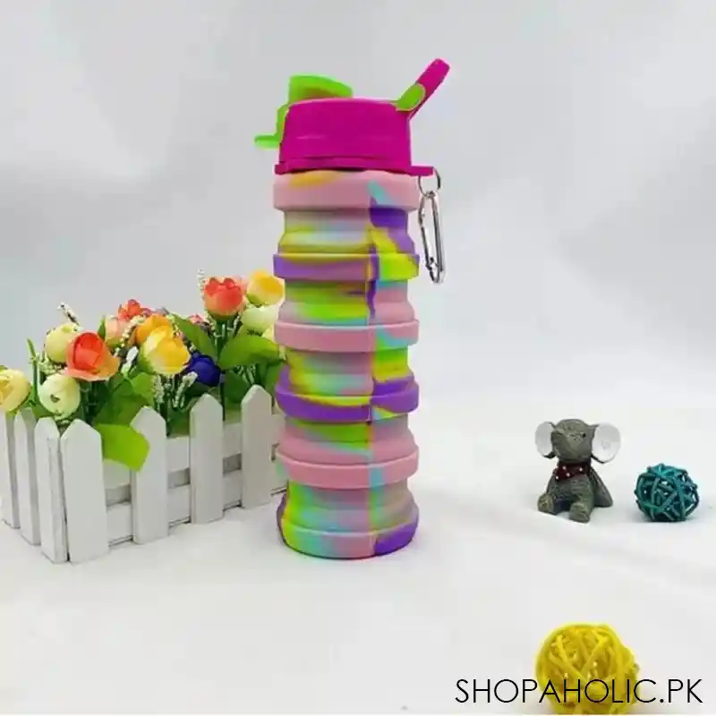 500ml silicone folding sports water bottle image3